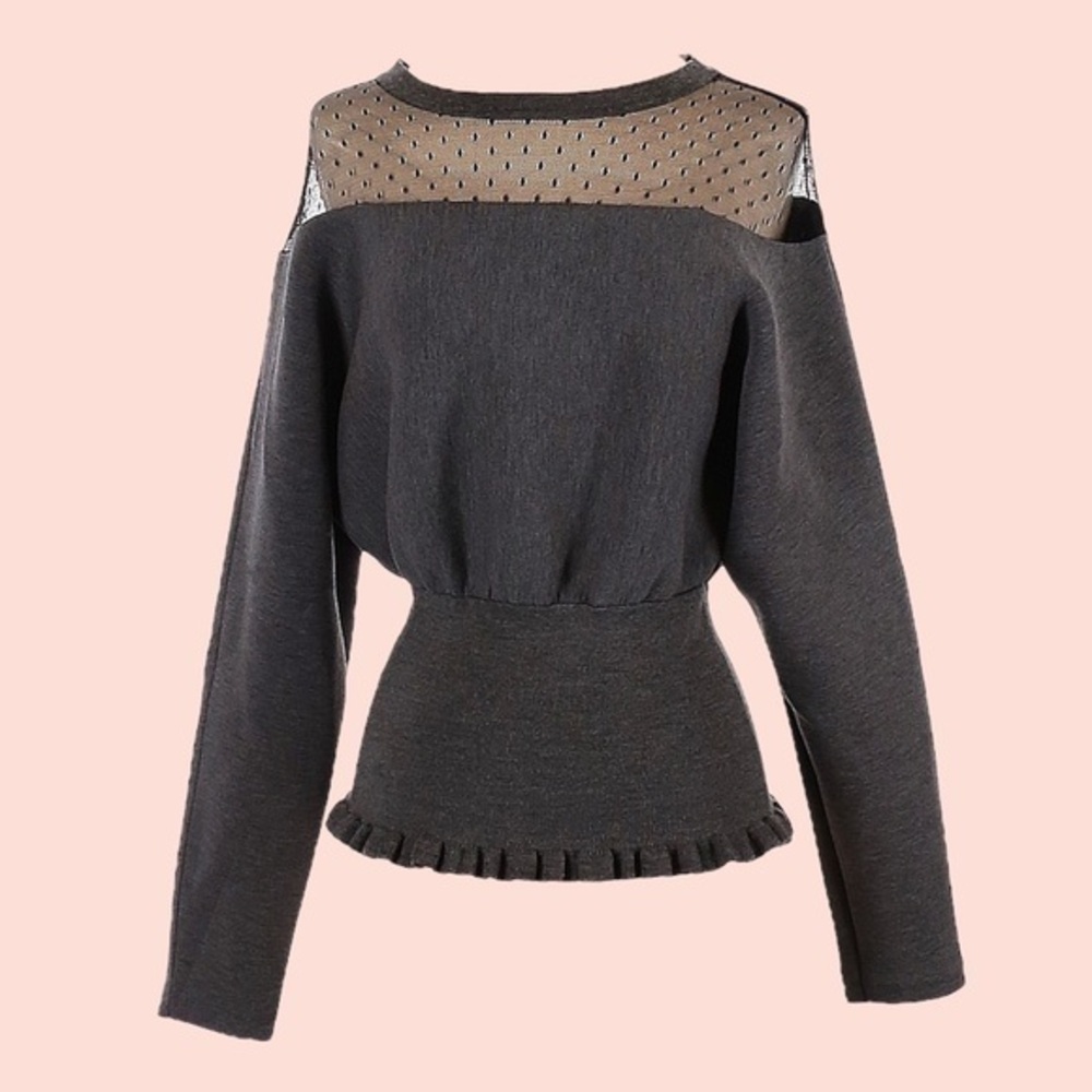 Jorya Long Sleeve Sweater Crewneck Lace Tulle Size 6